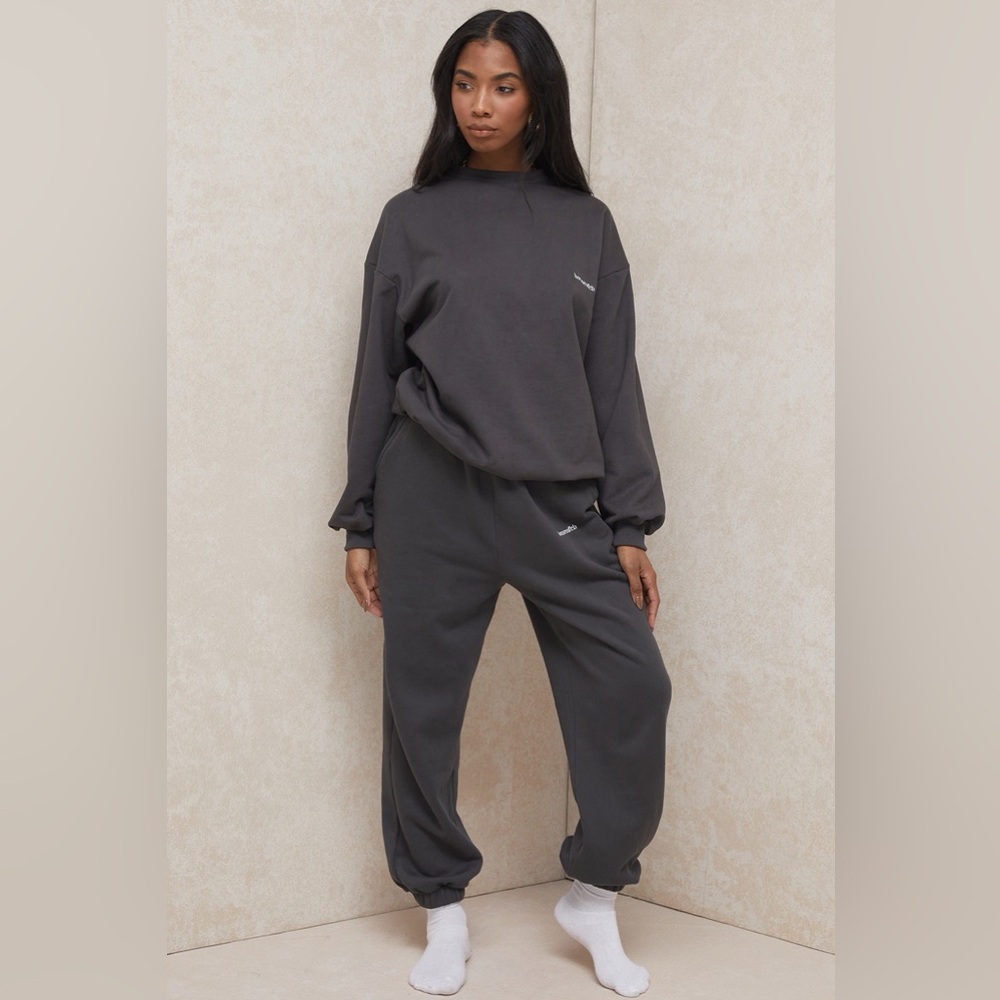 House of CB Charcoal Fleece Back Jogging Trousers - Picture 2 of 8